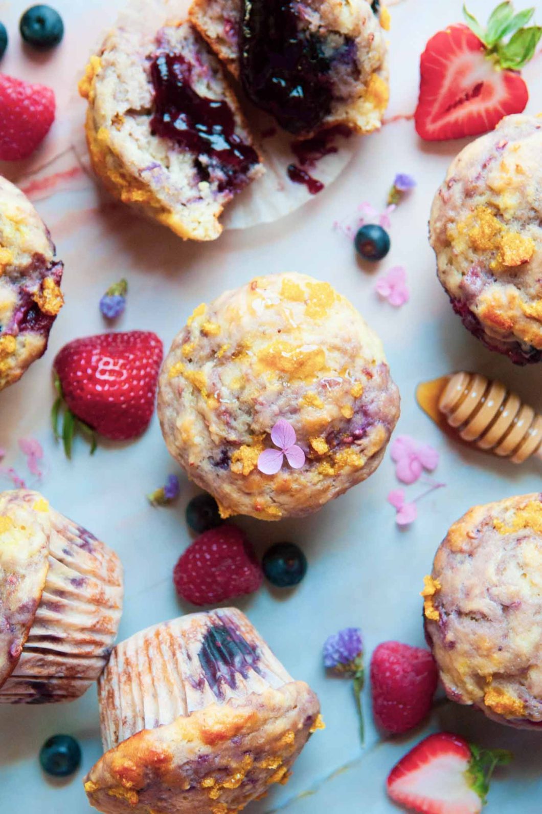 Honey Roasted Orange Berry Muffins with Jam