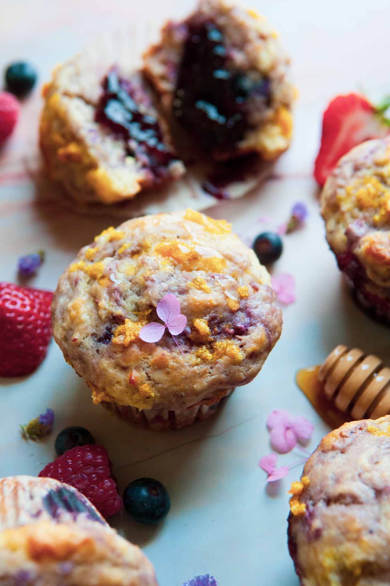 Honey Roasted Orange Berry Muffins with Jam