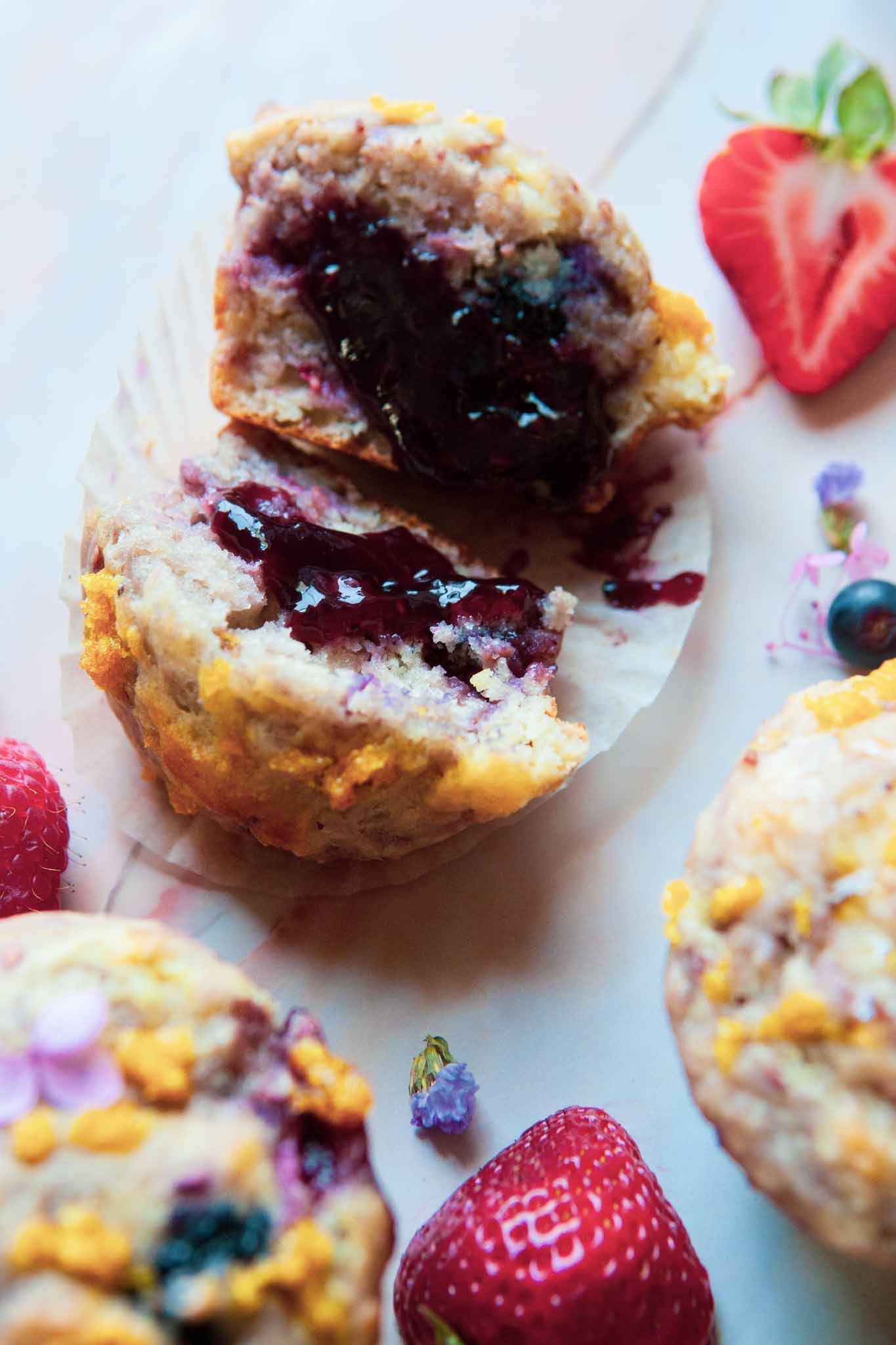 Honey Roasted Orange Berry Muffins with Jam