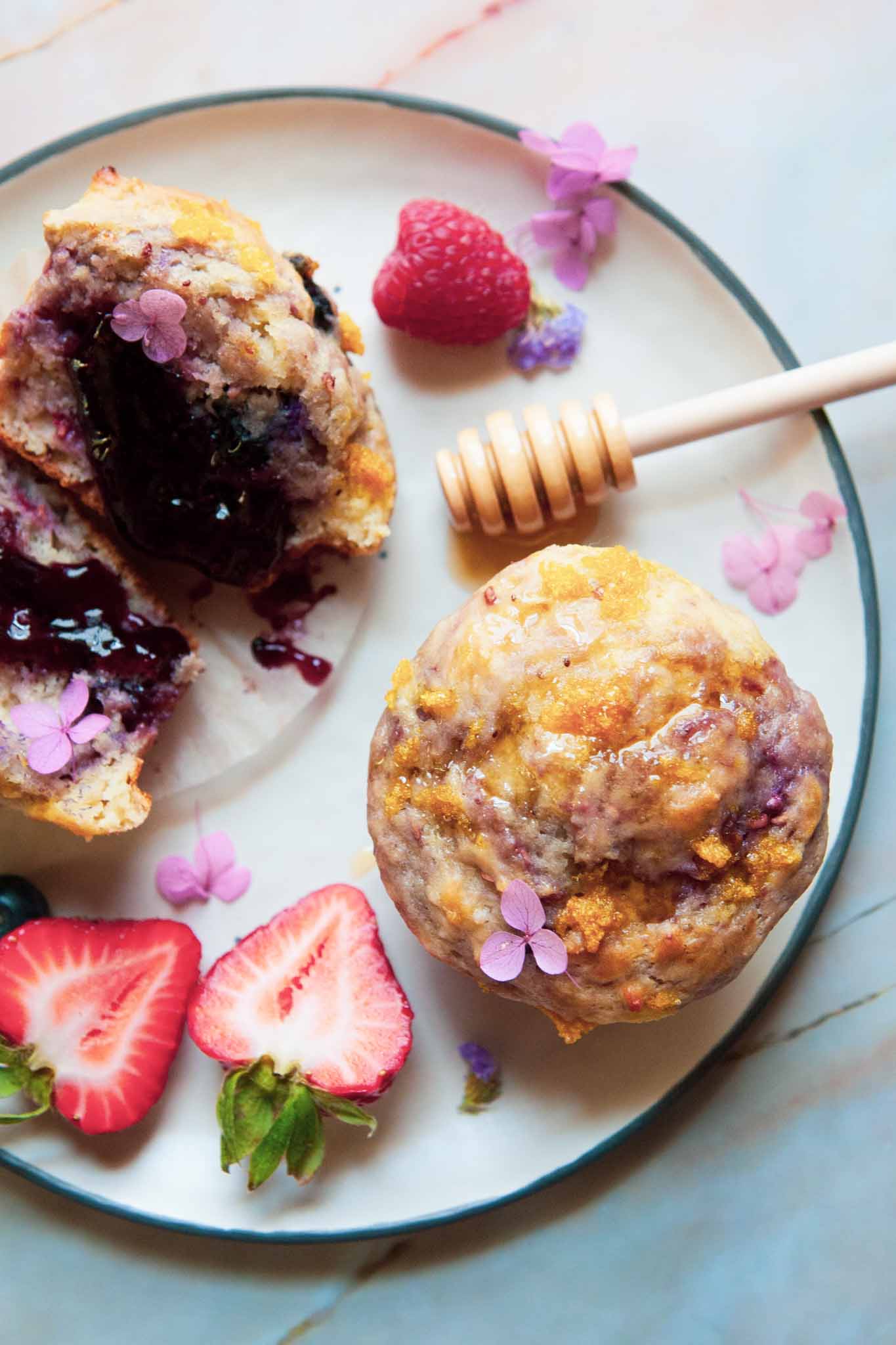 Honey Roasted Orange Berry Muffins with Jam