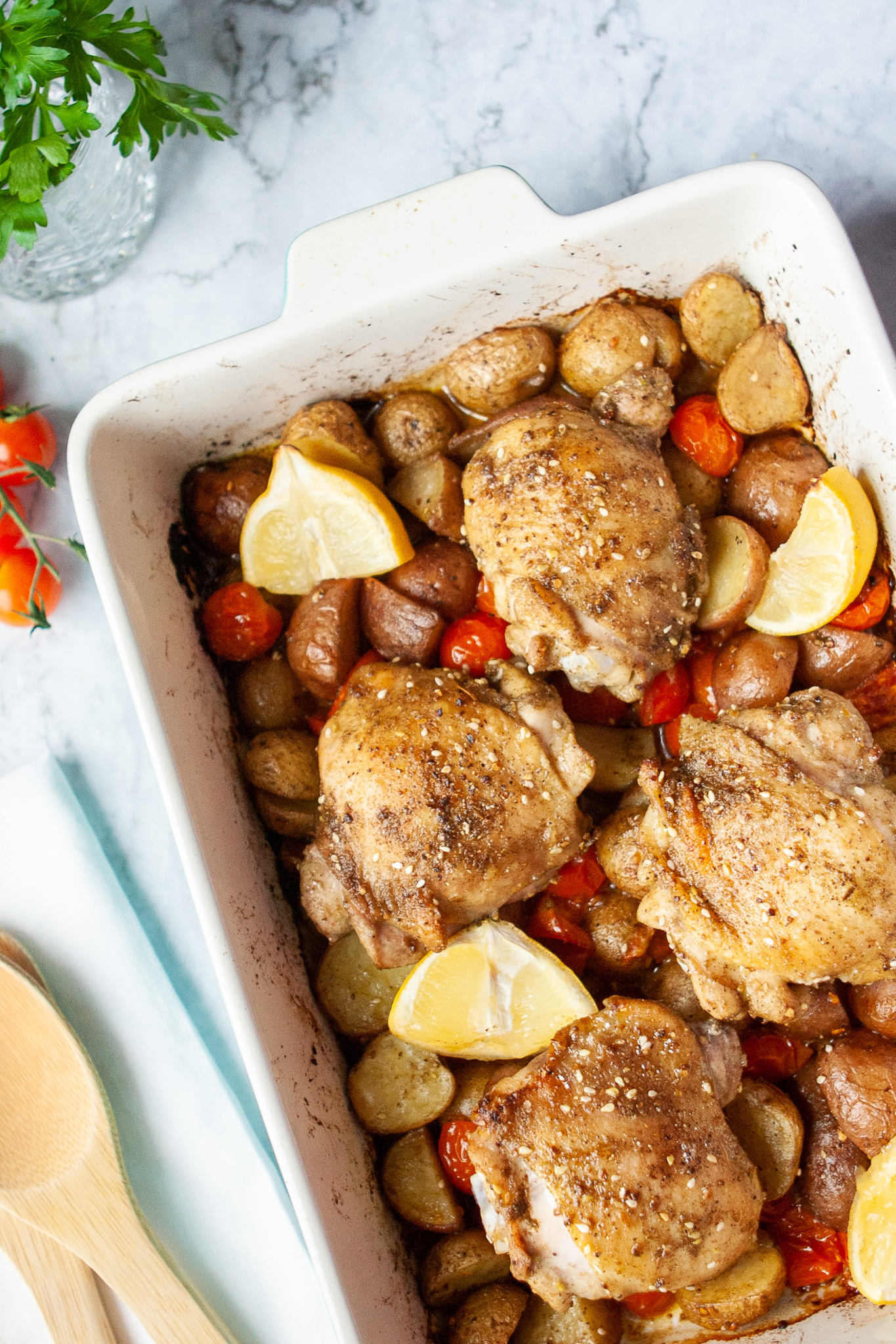 One Pan Za'atar Chicken with Whipped Feta Yogurt