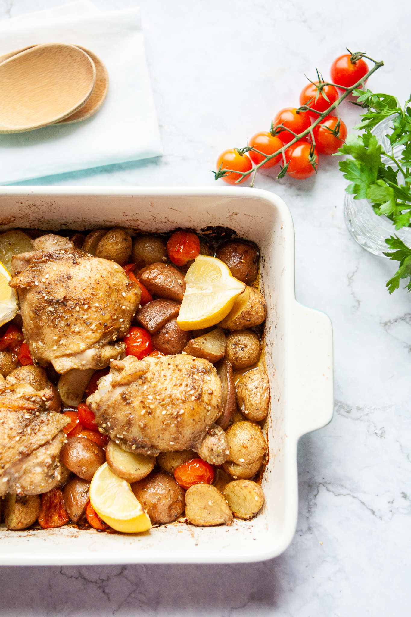 One Pan Za'atar Chicken with Whipped Feta Yogurt