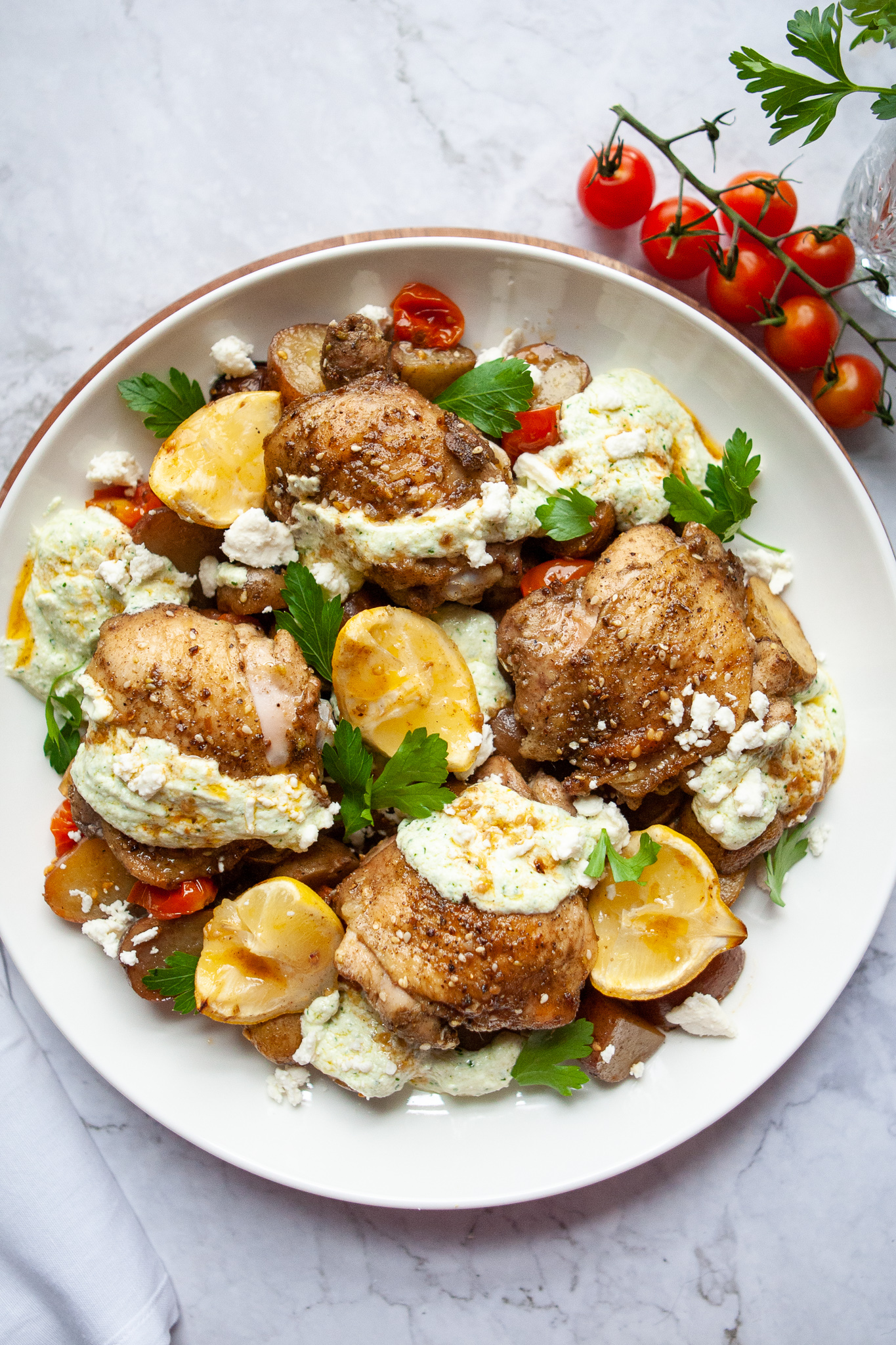 One Pan Za'atar Chicken with Whipped Feta Yogurt