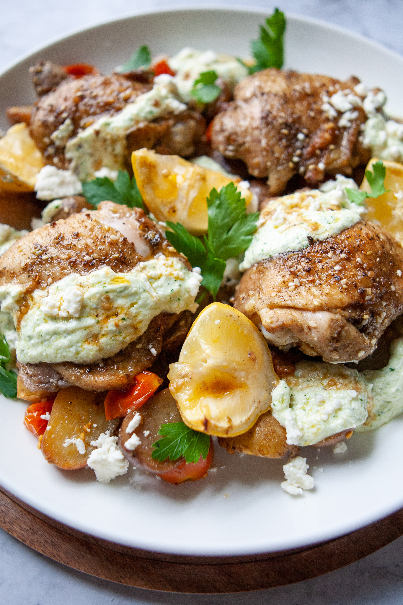 One Pan Za'atar Chicken with Whipped Feta Yogurt