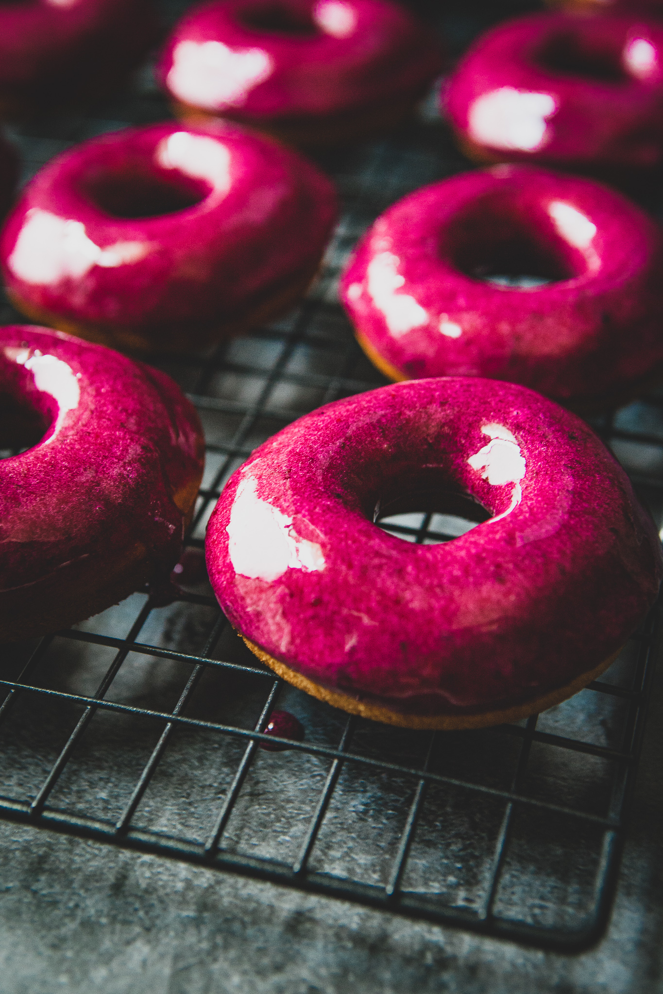 Baked Chai Donuts with Blueberry Glaze