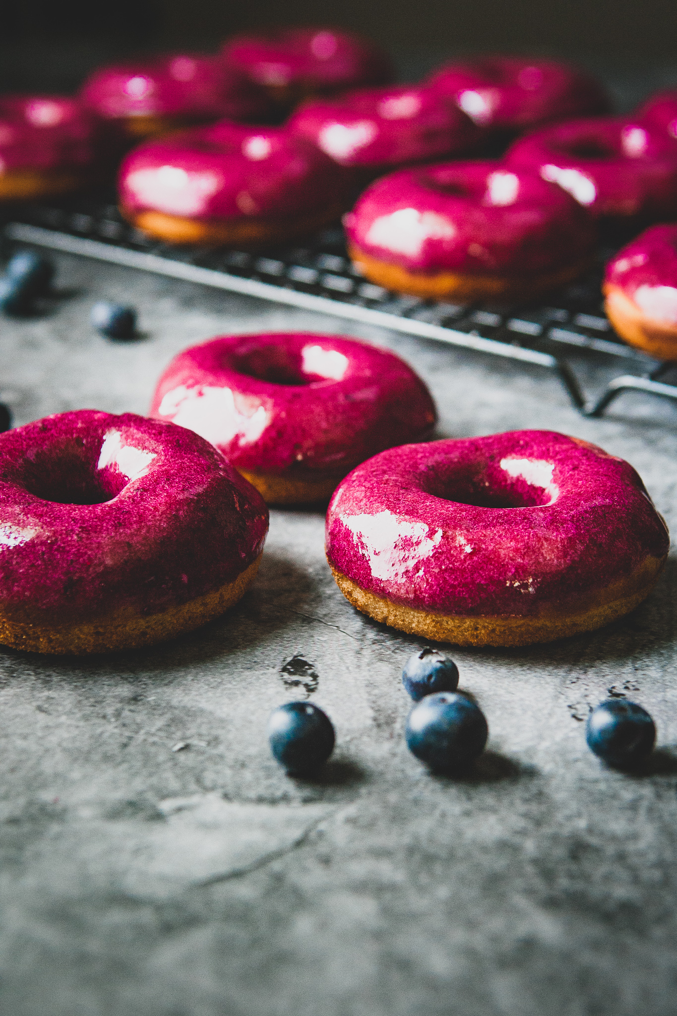 Baked Chai Donuts with Blueberry Glaze