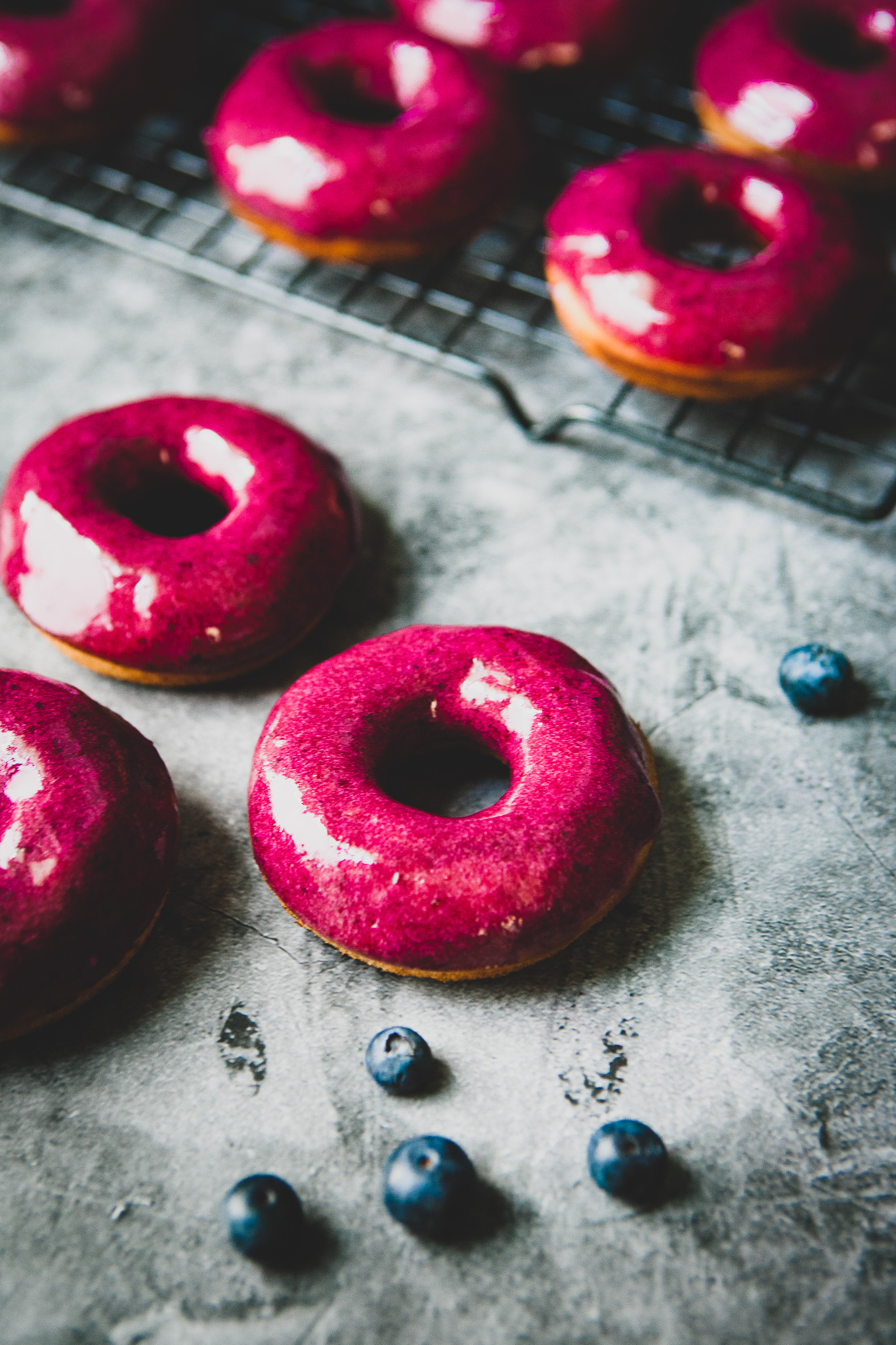 Baked Chai Donuts with Blueberry Glaze