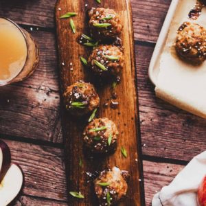 Sesame Apple Cider Pork Meatballs