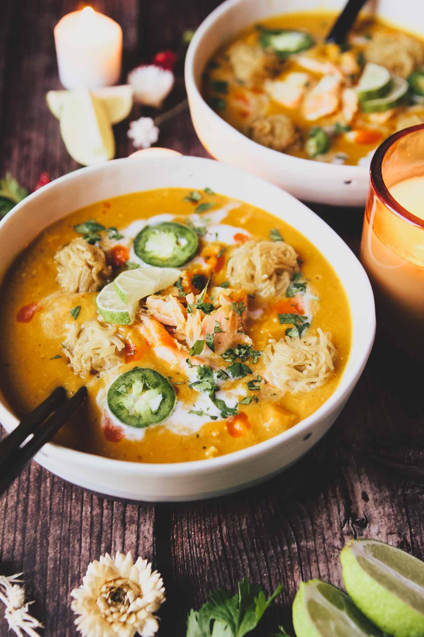 Thai Sweet Potato Curry Soup with Salmon