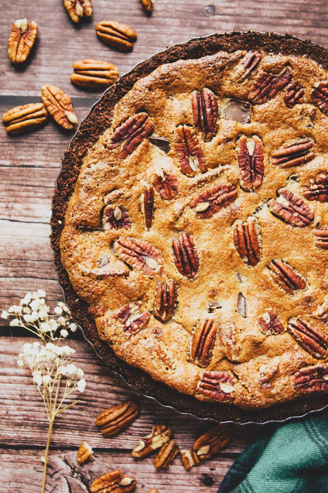 Chocolate Tahini Pecan Pie