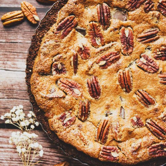 Chocolate Tahini Pecan Pie