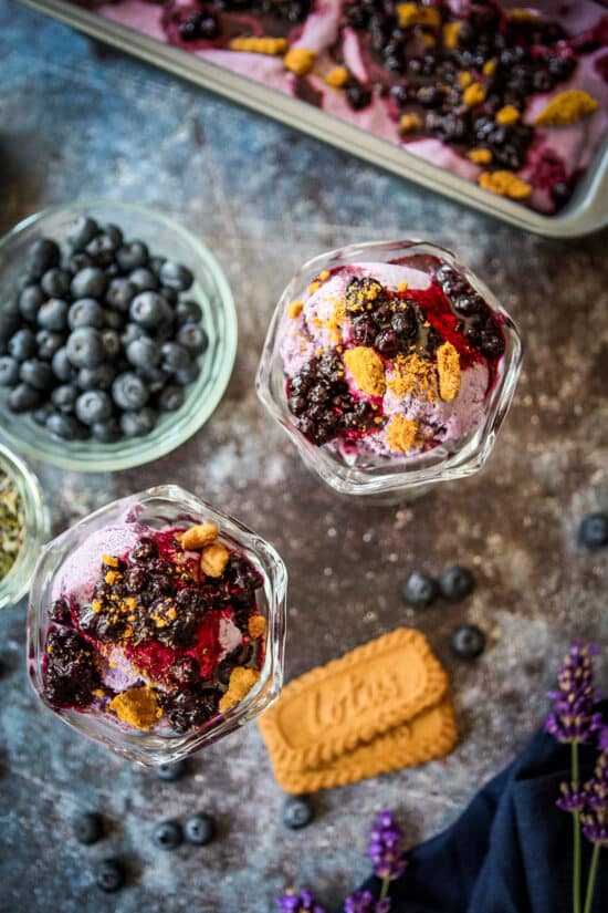 Blueberry Lavender No Churn Ice Cream