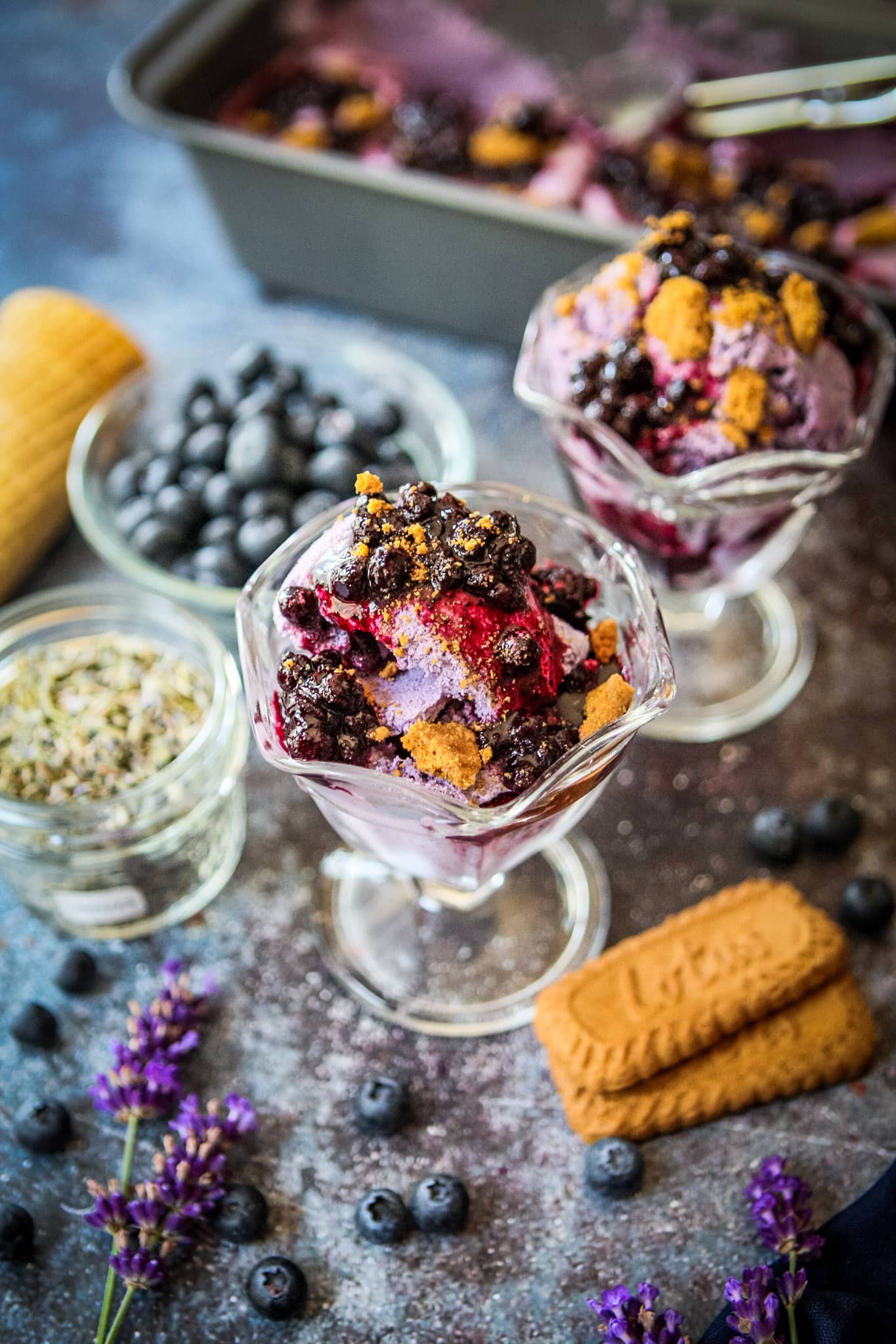 Blueberry Lavender No Churn Ice Cream