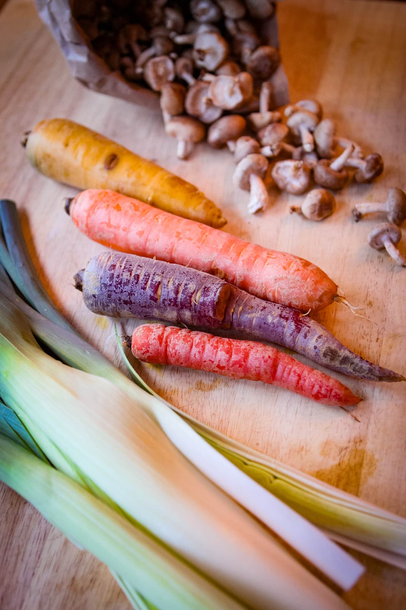 vegetables on cutting board