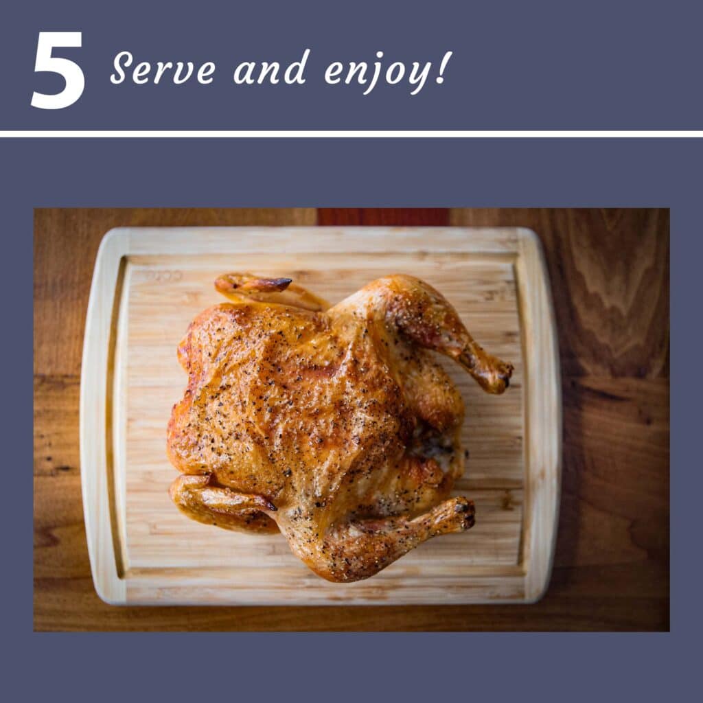 roast chicken on cutting board