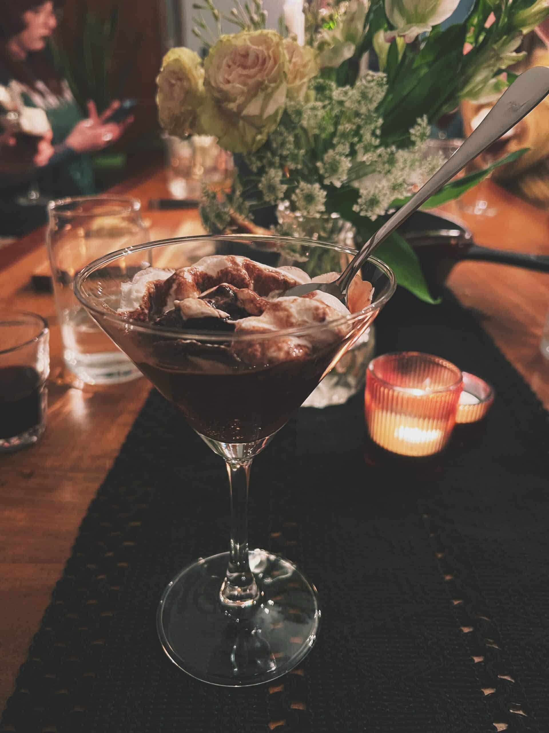 Dessert in a martini glass