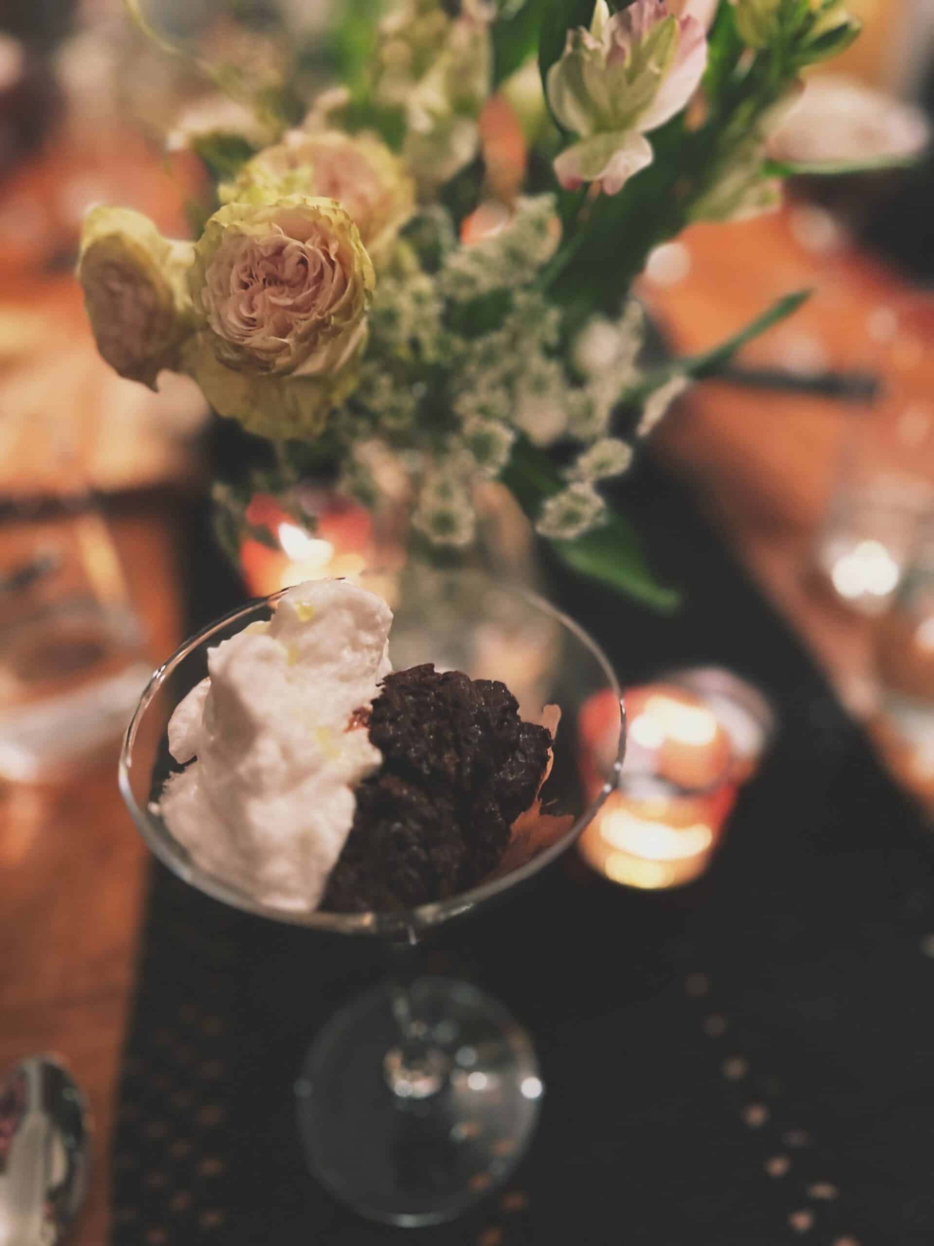 Dessert in a martini glass